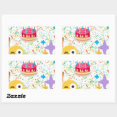 ハッピーバースデー絵文字 長方形シール (シート)