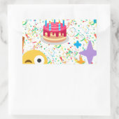 ハッピーバースデー絵文字 長方形シール (バッグ)