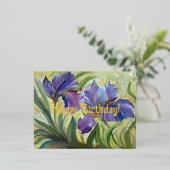 ハッピーバースデー絵画のロマンチックな虹彩 箔シーズンポストカード (立ち正面)