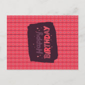 ハッピーバースデー縦弦オーナメントピンク ポストカード (正面)