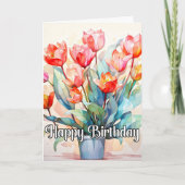 ハッピーバースデー美しいチューリップの花 カード (正面)