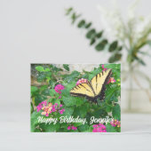 ハッピーバースデー美しい蝶の花 ポストカード (スタンド正面)