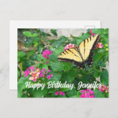 ハッピーバースデー美しい蝶の花 ポストカード (正面/裏面)