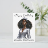 ハッピーバースデー美しい黒のクイーンメラニンシアスタ シーズンポストカード (スタンド正面)