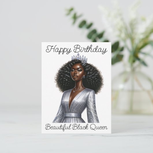 ハッピーバースデー美しい黒のクイーンメラニンシアスタ シーズンポストカード (スタンド正面)