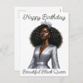 ハッピーバースデー美しい黒のクイーンメラニンシアスタ シーズンポストカード (正面/裏面)