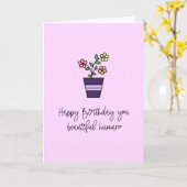 ハッピーバースデー美人 カード (黄色い花)