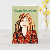 ハッピーバースデー美少女 カード (黄色い花)