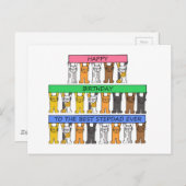 ハッピーバースデー義父の漫画の猫 ポストカード (正面/裏面)