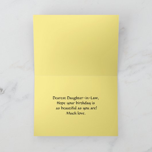 ハッピーバースデー義理の娘深いイエローヒビスク カード (内部)