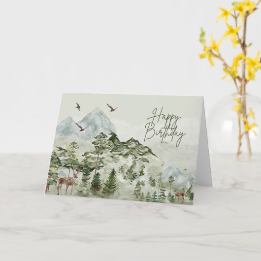 ハッピーバースデー自然とアウトドア愛好家 カード (黄色い花)