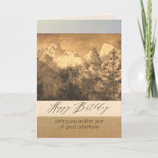 ハッピーバースデー自然アウトドア冒険テーマ カード (正面)