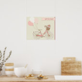 ハッピーバースデー自転車ガール ポスター (キッチン)