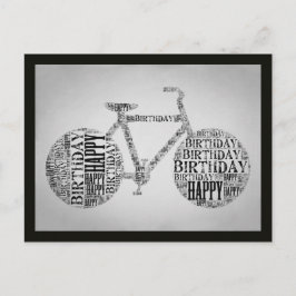 ハッピーバースデー自転車タイポグラフィ葉書 ポストカード