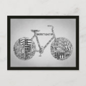 ハッピーバースデー自転車タイポグラフィ葉書 ポストカード (正面)