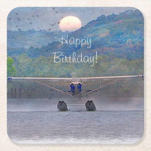 ハッピーバースデー航空機コースター スクエアペーパーコースター (正面)