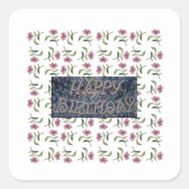 ハッピーバースデー花磁石 スクエアシール