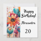 ハッピーバースデー花祝いカード カード (正面)