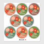 ハッピーバースデー花花束ステッカー6色 シール (シート)