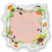 ハッピーバースデー花 シール (正面)