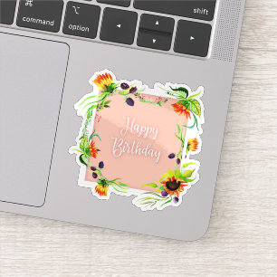 ハッピーバースデー花 シール