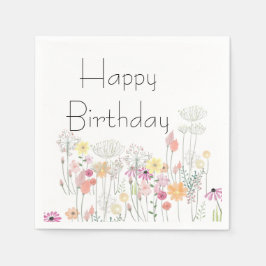 ハッピーバースデー花 スタンダードカクテルナプキン