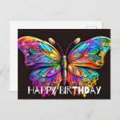 ハッピーバースデー芸術的バタフライデザイン ポストカード (正面/裏面)