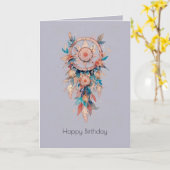 ハッピーバースデー芸術的Dreamcatcherのカスタマイズ カード (黄色い花)