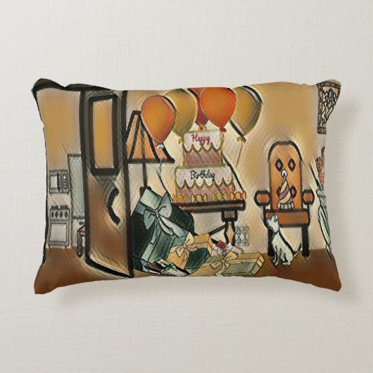 ハッピーバースデー芸術 アクセントクッション (正面)