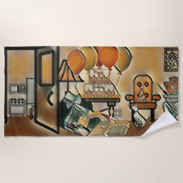 ハッピーバースデー芸術 ビーチタオル