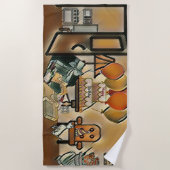 ハッピーバースデー芸術 ビーチタオル (正面)