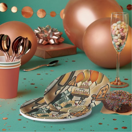 ハッピーバースデー芸術 ペーパープレート (複数)