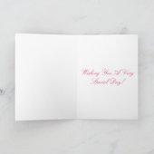 ハッピーバースデー葉ピンクのが植物の茎の写真に カード (内部)