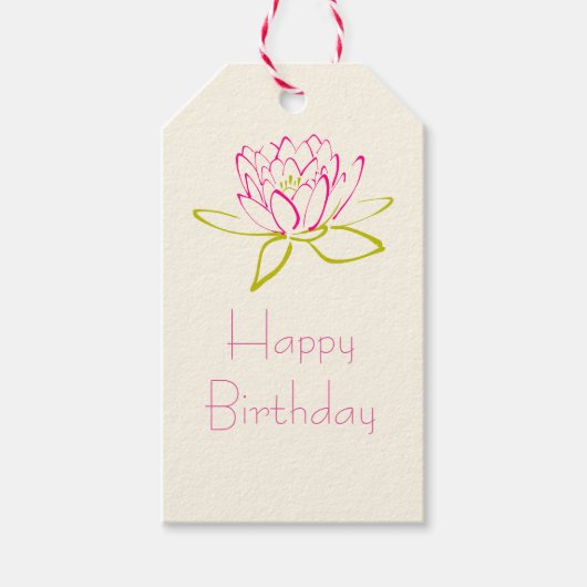 ハッピーバースデー蓮の花/スイレン ギフトタグ (正面)