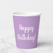 ハッピーバースデー薄紫パープルバースデーパーティー 紙コップ (裏面)