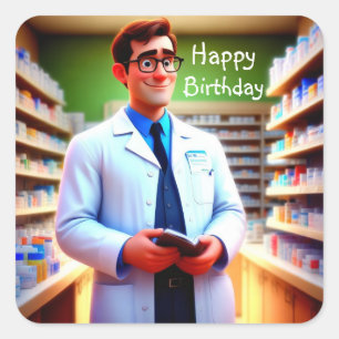 ハッピーバースデー薬剤師 スクエアシール
