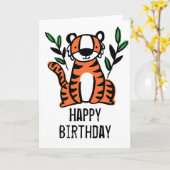 ハッピーバースデー虎 カード (黄色い花)