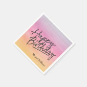 ハッピーバースデー虹の水彩 スタンダードカクテルナプキン (角)