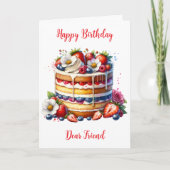 ハッピーバースデー親愛フレンドお誕生日ケーキの色 カード (正面)