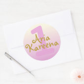 ハッピーバースデー誕生日ステッカーズオンブレピンクベージュ ラウンドシール (封筒)