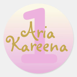 ハッピーバースデー誕生日ステッカーズオンブレピンクベージュ ラウンドシール