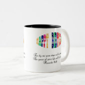 ハッピーバースデー諺9:11聖書の一節 ツートーンマグカップ (正面右)