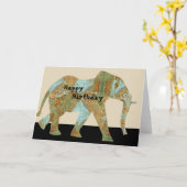 ハッピーバースデー象 カード (黄色い花)