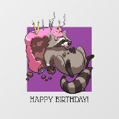 ハッピーバースデー貪欲ラクーンケーキアニメ ウィンドウサイン (シート)