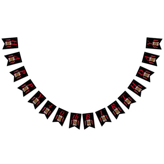 ハッピーバースデー赤いハートクイーン遊ズカード バンティングフラッグ (全)