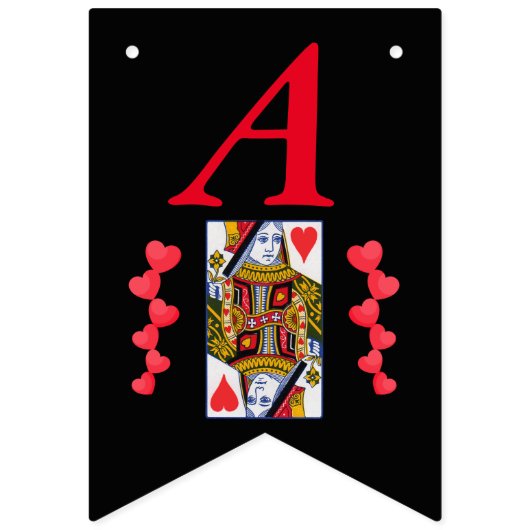 ハッピーバースデー赤いハートクイーン遊ズカード バンティングフラッグ (第2の旗)