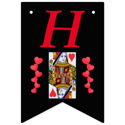 ハッピーバースデー赤いハートクイーン遊ズカード バンティングフラッグ (第1の旗)