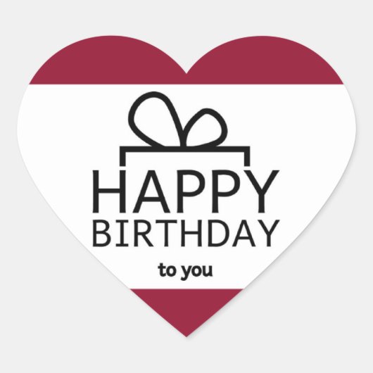 ハッピーバースデー赤と白ギフトデザイン ハートシール (正面)