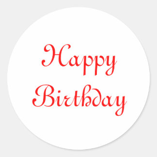 ハッピーバースデー赤と白.カスタム ラウンドシール