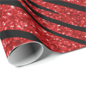 ハッピーバースデー赤グリッター縞模様 ラッピングペーパー (ロールコーナー)